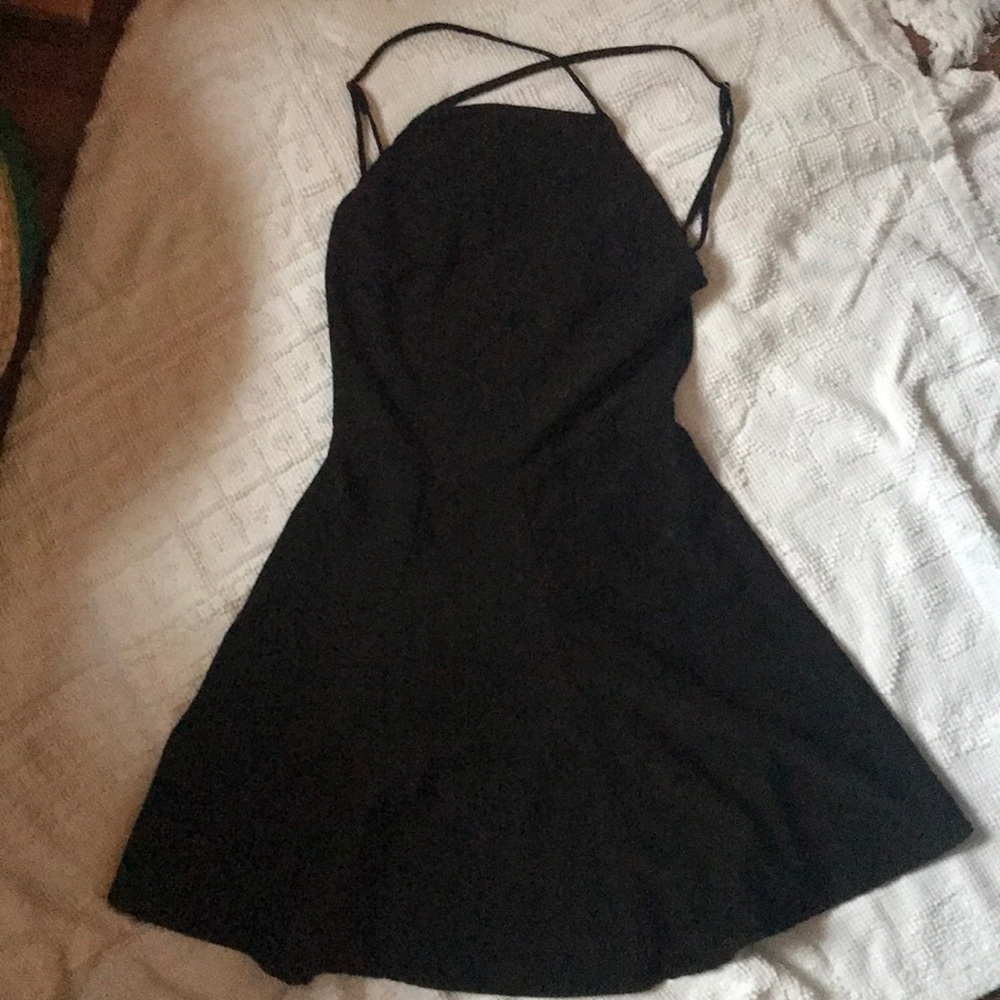 Black backless skater dress